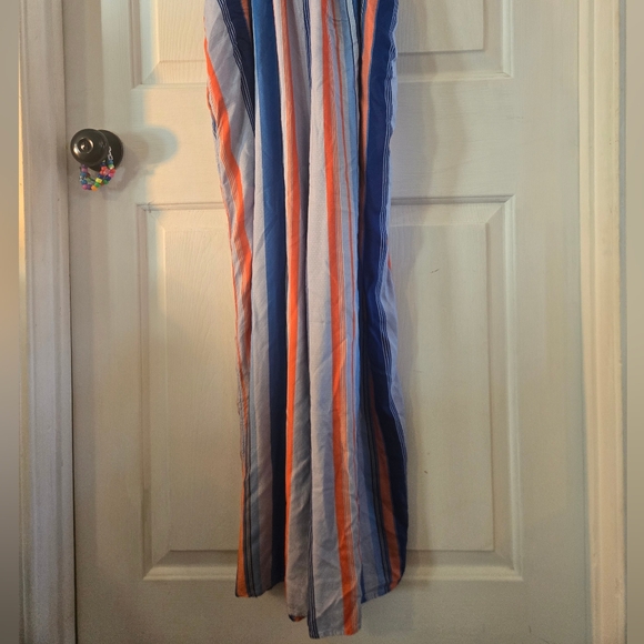 Anthropologie Blue Red Striped Cut Out Small Jumpsuit - Picture 2 of 10